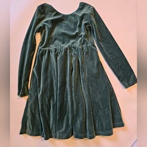 Hanna Andersson green Velour super soft skater dress, Size 8